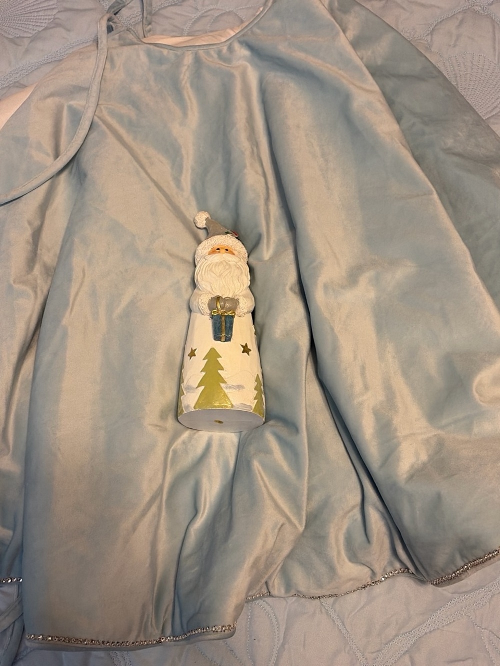 Light Blue Tree Skirt and Santa set